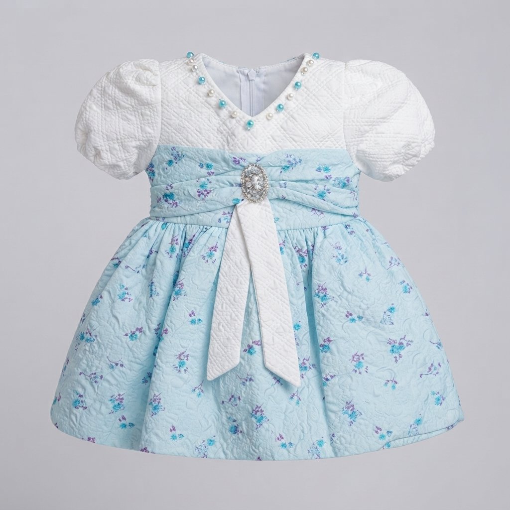 Baby Girls Floral Cotton Fancy Party Frock 1 to 3 Years Baby Girls Floral Cotton Fancy Party Frock 1 to 3 Years - Image 1