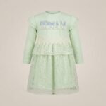 Baby Girls Mint Green Ribbed Net Layered Frock 1 to 3 Years