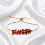 Gold Stainless Steel Colorful Crystal Floral Adjustable Bracelets (Assorted Styles & Colors) - Image 3