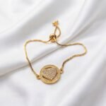 Gold Stainless Steel Crystal Charm Adjustable Bracelets (Multiple Designs) - Image 2