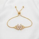 Gold Stainless Steel Crystal Charm Adjustable Bracelets (Multiple Designs) - Image 15