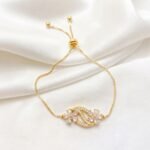 Gold Stainless Steel Crystal Charm Adjustable Bracelets (Multiple Designs) - Image 12