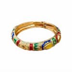 Gold Stainless Steel Multicolor Enamel Meenakari Bangle Bracelet - Image 6