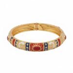 Gold Stainless Steel Multicolor Enamel Meenakari Bangle Bracelet - Image 8