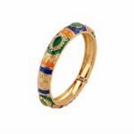 Gold Stainless Steel Multicolor Enamel Meenakari Bangle Bracelet - Image 7