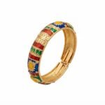 Gold Stainless Steel Multicolor Enamel Meenakari Bangle Bracelet - Image 2