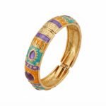 Gold Stainless Steel Multicolor Enamel Meenakari Bangle Bracelet - Image 3
