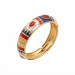 Gold Stainless Steel Multicolor Enamel Meenakari Bangle Bracelet - Image 5
