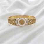Gold Stainless Steel Filigree Swirl Crystal Cuff Bangle (Assorted Styles) - Image 5