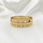 Gold Stainless Steel Filigree Swirl Crystal Cuff Bangle (Assorted Styles) - Image 3