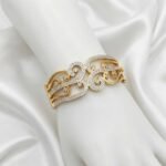 Gold Stainless Steel Filigree Swirl Crystal Cuff Bangle (Assorted Styles)