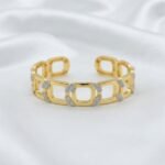 Gold Stainless Steel Filigree Swirl Crystal Cuff Bangle (Assorted Styles) - Image 11