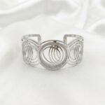 Gold Stainless Steel Filigree Swirl Crystal Cuff Bangle (Assorted Styles) - Image 10