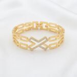 Gold Stainless Steel Filigree Swirl Crystal Cuff Bangle (Assorted Styles) - Image 9