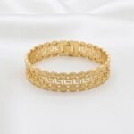 Gold Stainless Steel Filigree Swirl Crystal Cuff Bangle (Assorted Styles) - Image 8