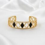 Gold Stainless Steel Filigree Swirl Crystal Cuff Bangle (Assorted Styles) - Image 6