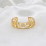 Gold Stainless Steel Filigree Swirl Crystal Cuff Bangle (Assorted Styles) - Image 4