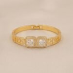 Gold Stainless Steel Interlocking C Floral Crystal Bangle Bracelets (Multiple Designs) - Image 11