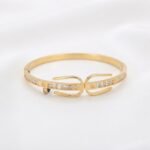 Gold Stainless Steel Interlocking C Floral Crystal Bangle Bracelets (Multiple Designs) - Image 12