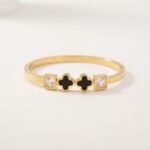 Gold Stainless Steel Interlocking C Floral Crystal Bangle Bracelets (Multiple Designs) - Image 17