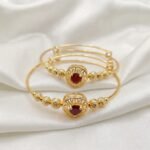 Gold Stainless Steel Interlocking C Floral Crystal Bangle Bracelets (Multiple Designs) - Image 22