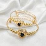 Gold Stainless Steel Interlocking C Floral Crystal Bangle Bracelets (Multiple Designs) - Image 23