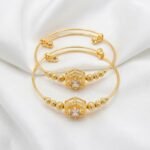 Gold Stainless Steel Interlocking C Floral Crystal Bangle Bracelets (Multiple Designs) - Image 25