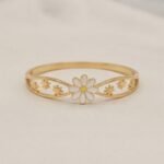 Gold Stainless Steel Interlocking C Floral Crystal Bangle Bracelets (Multiple Designs) - Image 29