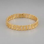 Gold Stainless Steel Interlocking C Floral Crystal Bangle Bracelets (Multiple Designs) - Image 3