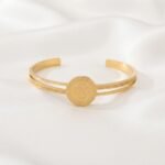 Gold Stainless Steel Interlocking C Floral Crystal Bangle Bracelets (Multiple Designs) - Image 28