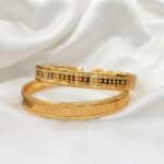 Gold Stainless Steel Interlocking C Floral Crystal Bangle Bracelets (Multiple Designs) - Image 32