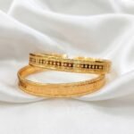 Gold Stainless Steel Interlocking C Floral Crystal Bangle Bracelets (Multiple Designs) - Image 33