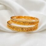 Gold Stainless Steel Interlocking C Floral Crystal Bangle Bracelets (Multiple Designs) - Image 34