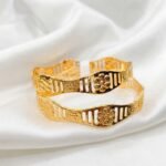 Gold Stainless Steel Interlocking C Floral Crystal Bangle Bracelets (Multiple Designs) - Image 36