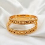 Gold Stainless Steel Interlocking C Floral Crystal Bangle Bracelets (Multiple Designs) - Image 37