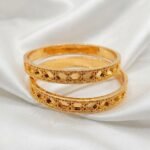 Gold Stainless Steel Interlocking C Floral Crystal Bangle Bracelets (Multiple Designs) - Image 38