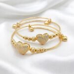 Gold Stainless Steel Interlocking C Floral Crystal Bangle Bracelets (Multiple Designs) - Image 39