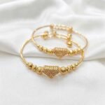 Gold Stainless Steel Interlocking C Floral Crystal Bangle Bracelets (Multiple Designs) - Image 41