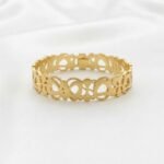 Gold Stainless Steel Interlocking C Floral Crystal Bangle Bracelets (Multiple Designs) - Image 46