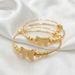 Gold Stainless Steel Interlocking C Floral Crystal Bangle Bracelets (Multiple Designs) - Image 43