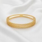 Gold Stainless Steel Interlocking C Floral Crystal Bangle Bracelets (Multiple Designs) - Image 47