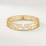 Gold Stainless Steel Interlocking C Floral Crystal Bangle Bracelets (Multiple Designs) - Image 6