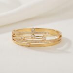 Gold Stainless Steel Interlocking C Floral Crystal Bangle Bracelets (Multiple Designs) - Image 9