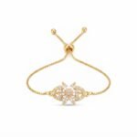 Gold Stainless Steel Marquise Crystal Flower Adjustable Bracelet