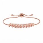 Rose Gold Stainless Steel Baguette Crystal Adjustable Bracelet