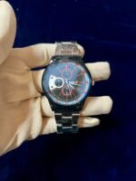 Men Sports Chronograph Tow Color Steel Chain