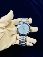 Men Elegant Watch Light Blue Dial Steel Chain