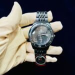 Men Sports Watch Black Dial Steel Chain