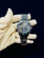 Men Sports Watch Black Dial Steel Chain