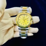 Men Premium Watch Yellow Dial Steel Chain
